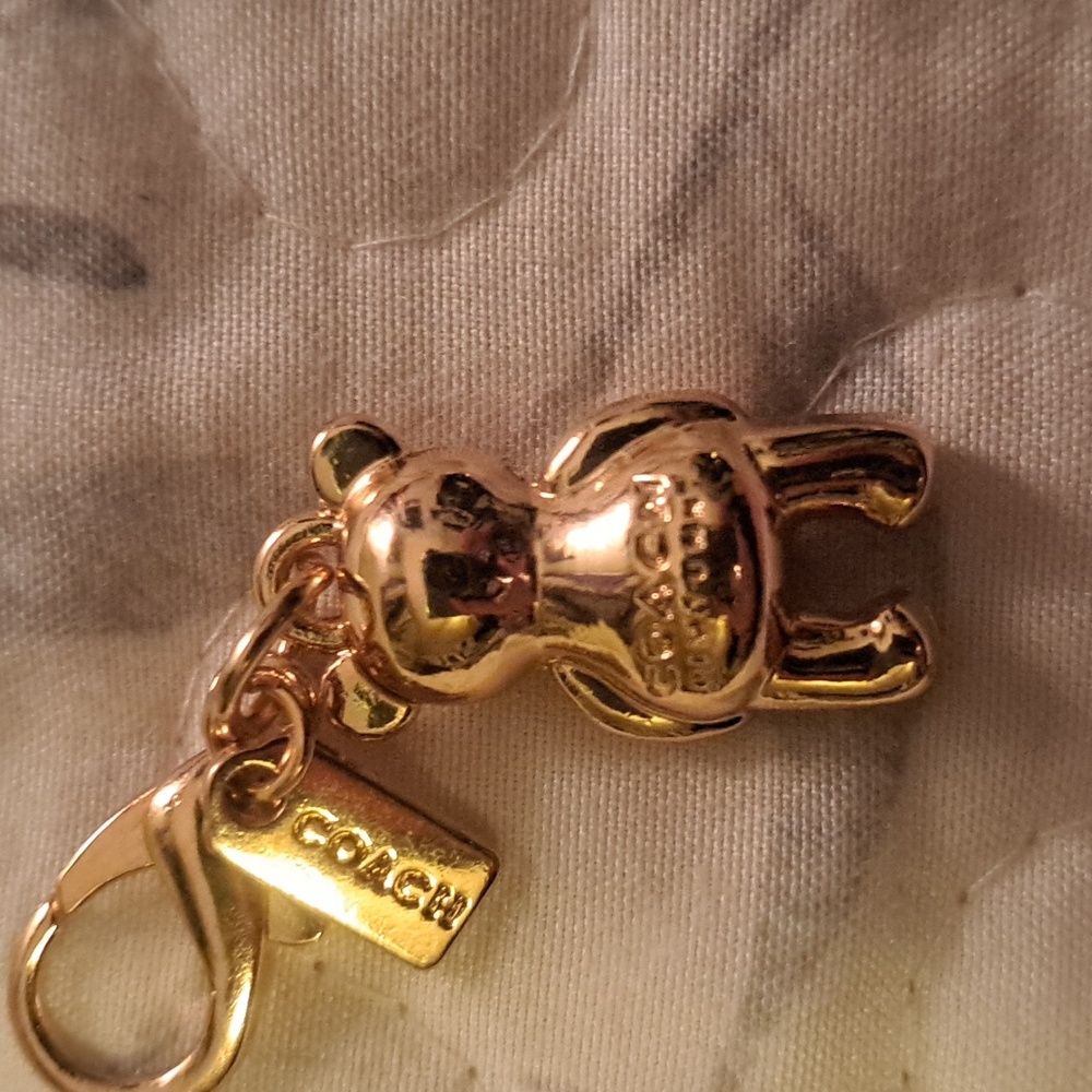 Coach Gold Teddy Bear Charm Keychain - Picture 3 of 3